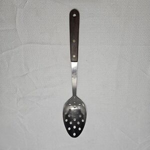 Robinson Stainless‎ USA Perforated Slotted Spoon Vintage Wood Handle 11.5 Inch
